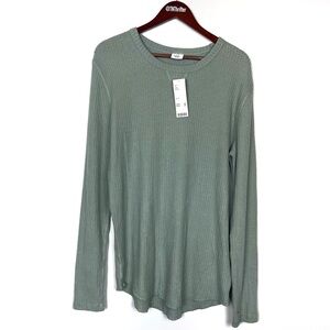 NWT Urban Outfitters Waffle Knit Thermal Lightweight Sweater Sage Green Sz Large